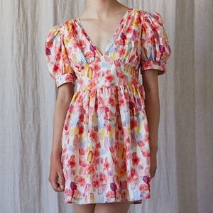 En Saison Giada Puff Sleeve Midi Dress Size Small